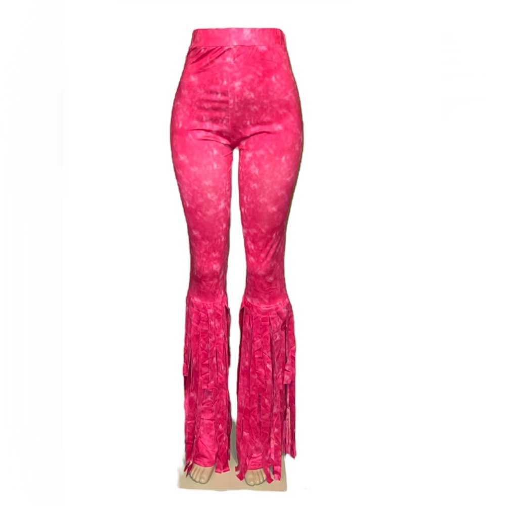 Gorgeous Dolls Tie-Dye Fringe Bell Bottom Pants